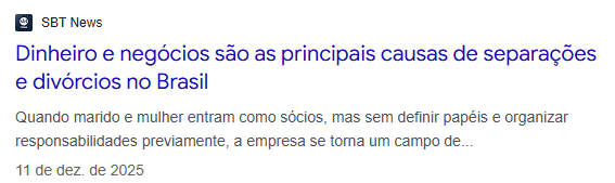 SBT News: Dinheiro e negócios são as principais causas de separações e divórcios no Brasil